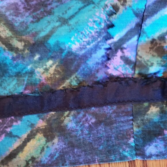 Vintage Wiggle Dress Sz 16 Belted Pin Up Brutalist Peacock Blue Jeweled Collar - Picture 16 of 16